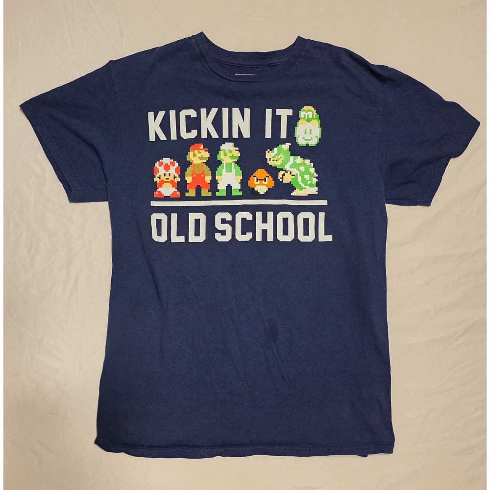 Nintendo Super Mario Bros Kickin It Old School T Shirt Men's M 2020 Pixel Tee